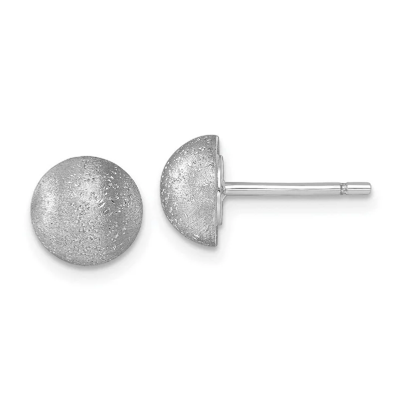 Curata 18k White Gold Textured 1/2 Round Button Earrings - 8mm