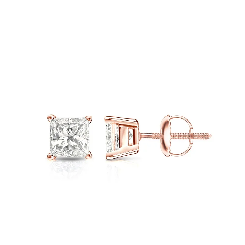 Auriya 14k Gold 0.50ctw Princess-cut Diamond Stud Earrings (I-J, I1-I2)