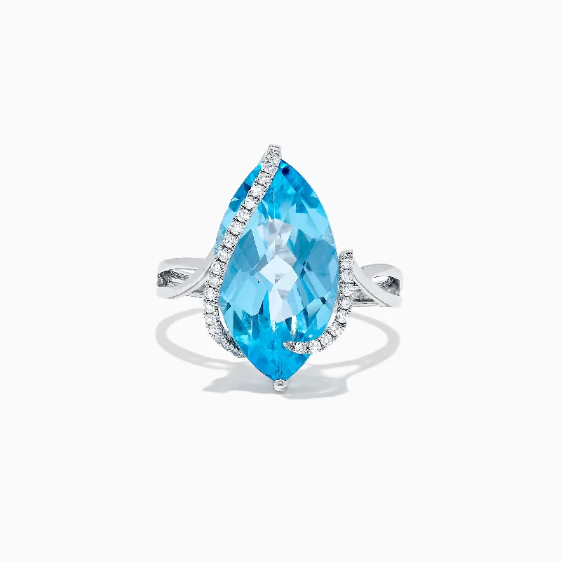 Ocean Bleu 14K White Gold Blue Topaz & Diamond Ring, 7.27 TCW