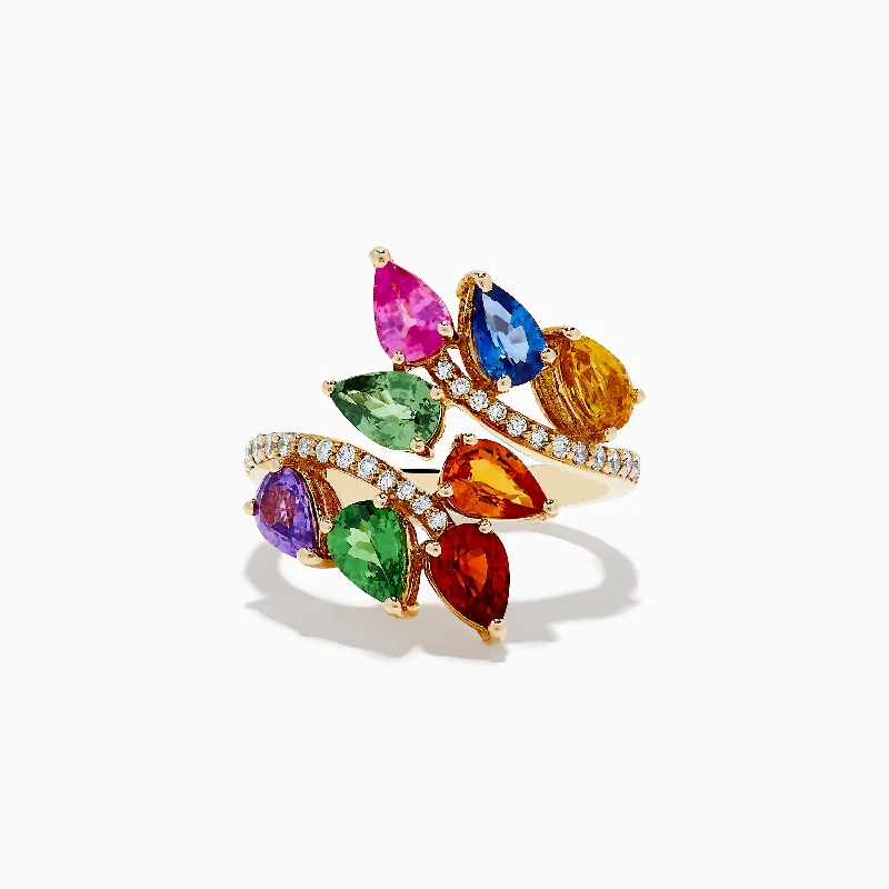 Watercolors 14K Yellow Gold Multi Sapphire and Diamond Ring