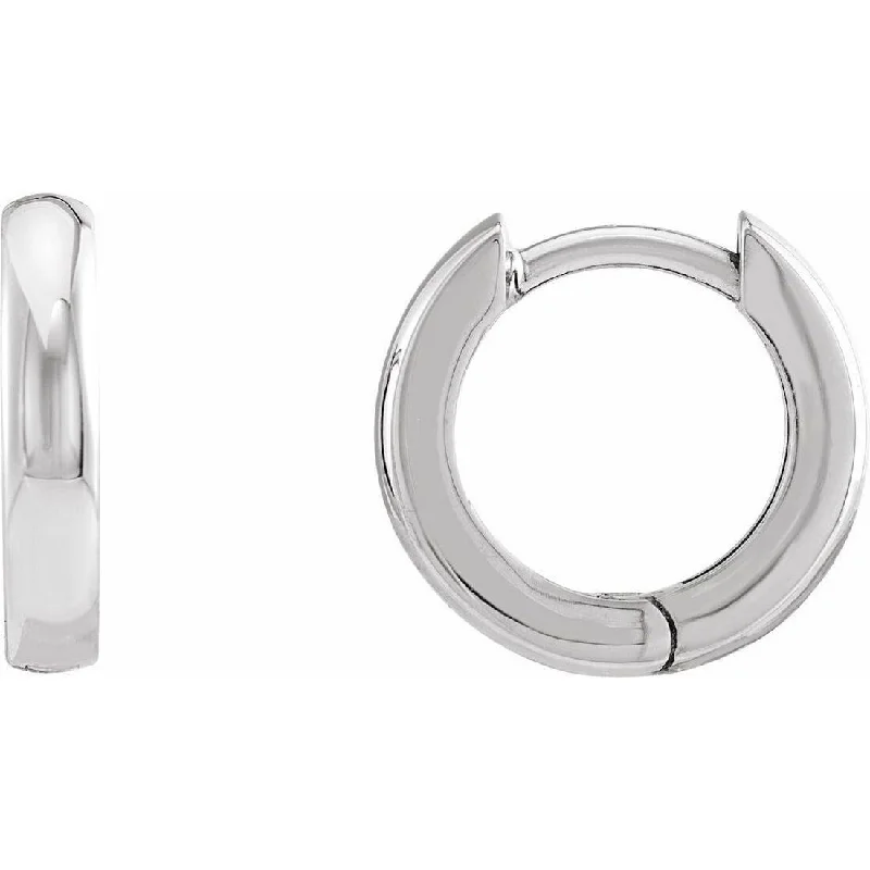 Curata 14k White Gold 12x3mm Thick Polished Hinged Hoop Earrings