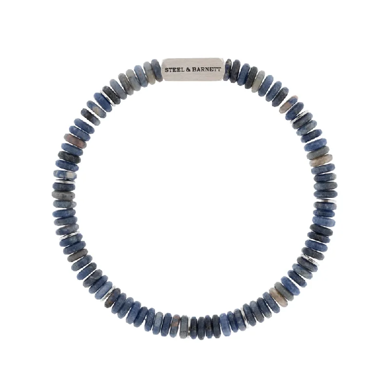 Stainless Steel & Matte Sodalite Beaded Bracelet - "Two Tone"