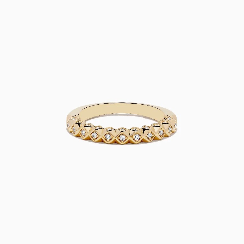 D'oro 14K Yellow Gold Geometric Diamond Band 0.19 TCW