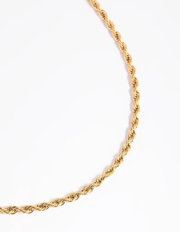 Waterproof Gold Plated Stainless Steel Twisted Chain Necklace