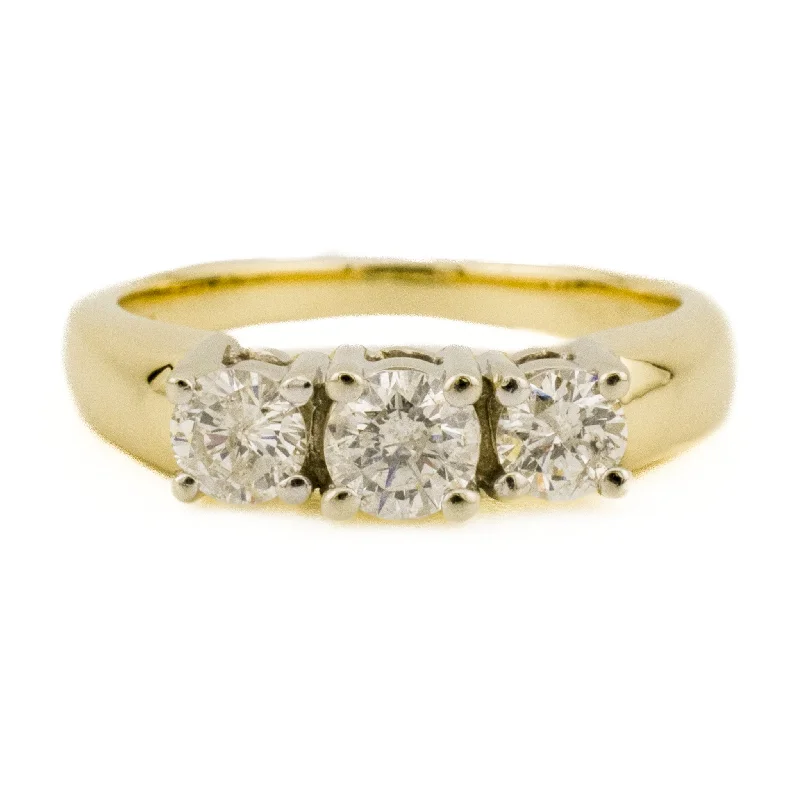 0.70ctw Round Three Stone Diamond Engagement Ring in 14K Two-Tone Gold - Size 5.75