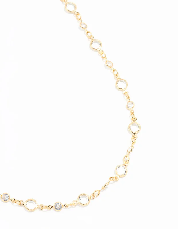 Gold Plated Diamante Detail Necklace