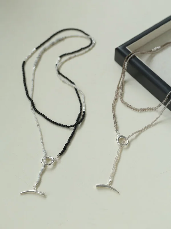 Long Y-shaped Necklace with Multi-Element Gemstones