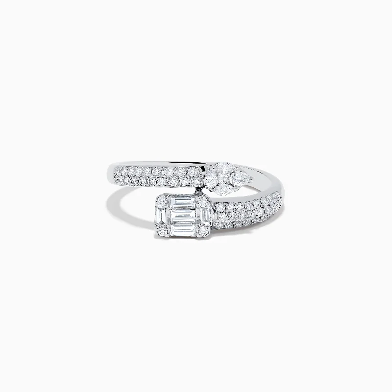 Classique 14K White Gold Diamond Bypass Ring 0.65 TCW