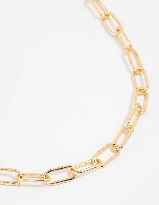 Gold Plated Oval Link Necklace