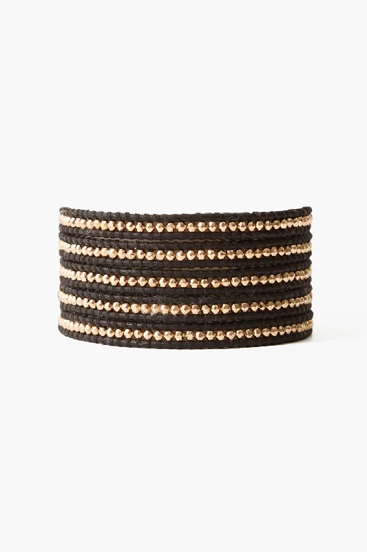 Gold Hematine Wrap Bracelet Black