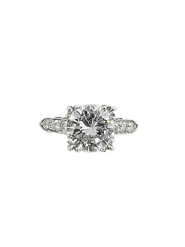 1950s GIA 2.42 Carats Diamond Platinum Engagement Ring