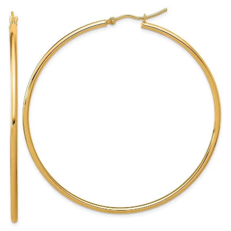 Curata 14k Yellow Gold Polished Hoop Earrings - 60x60mm