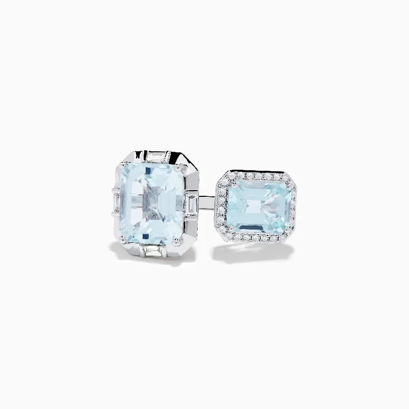 14K White Gold Double Aquamarine Ring