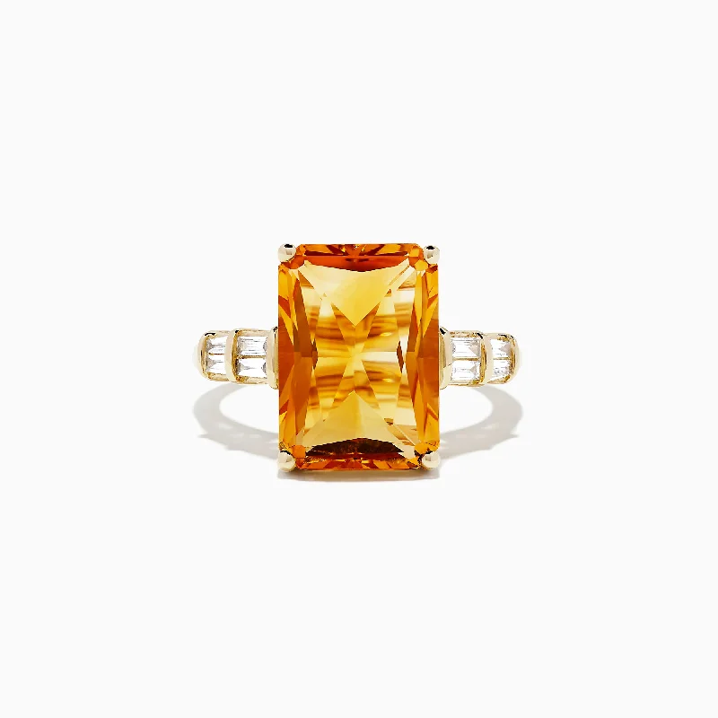 Sunset 14K Yellow Gold Citrine and Diamond Ring, 7.02 TCW