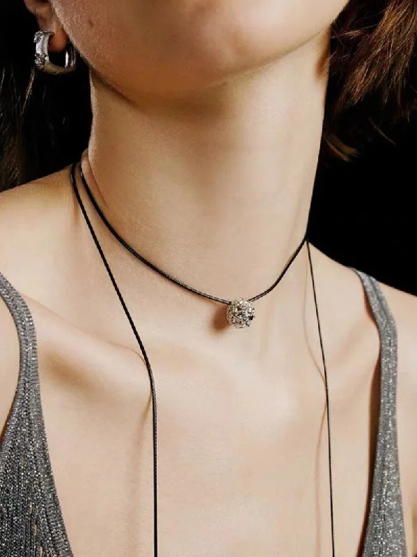 Carat Series Black Leather Cord Carat Pendant Necklace