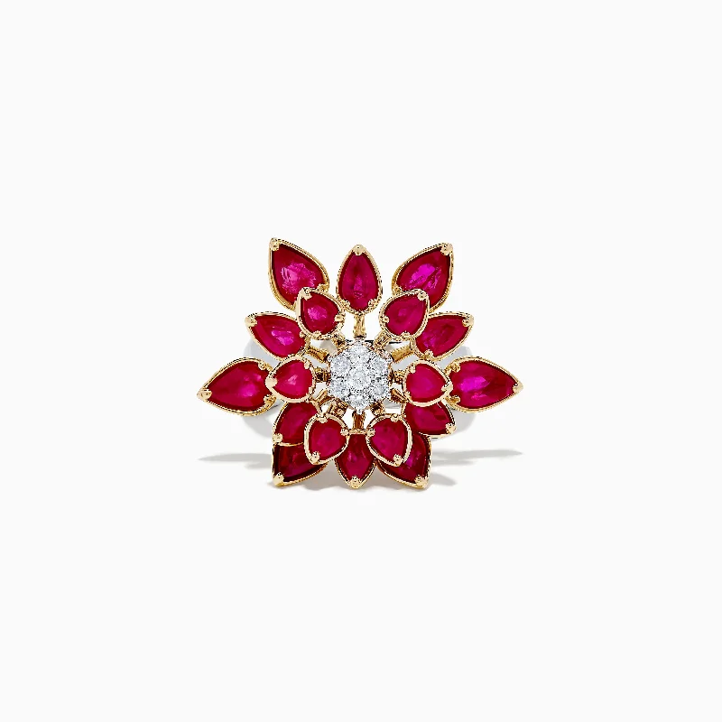 Ruby Royale 14K Two-Toned Gold Spinning Ruby Flower Cocktail Ring