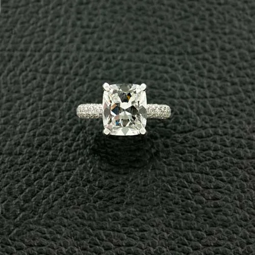 Cushion cut Diamond Ring with Micro Pave Setting