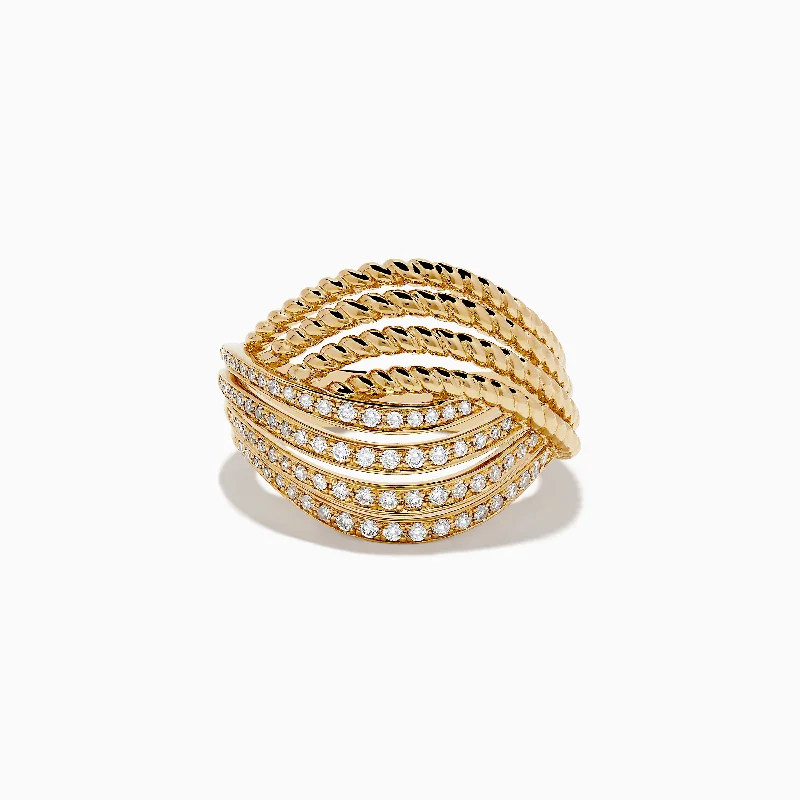 D'Oro 14K Yellow Gold Diamond Ring