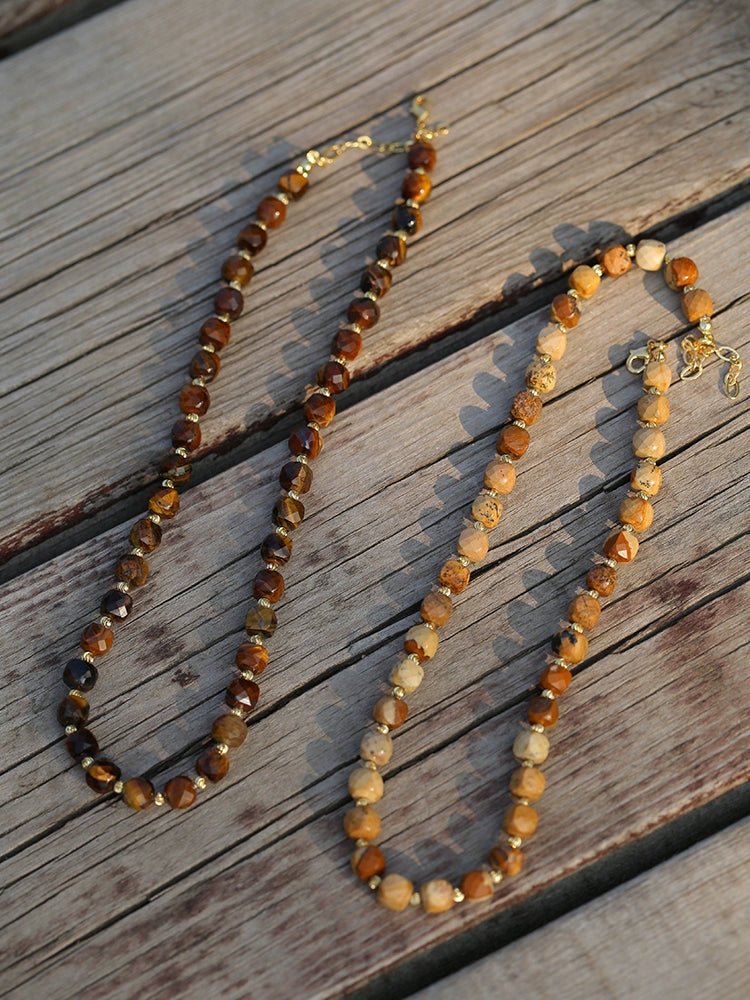 Vintage Earth Tone Gemstone Beaded Necklace